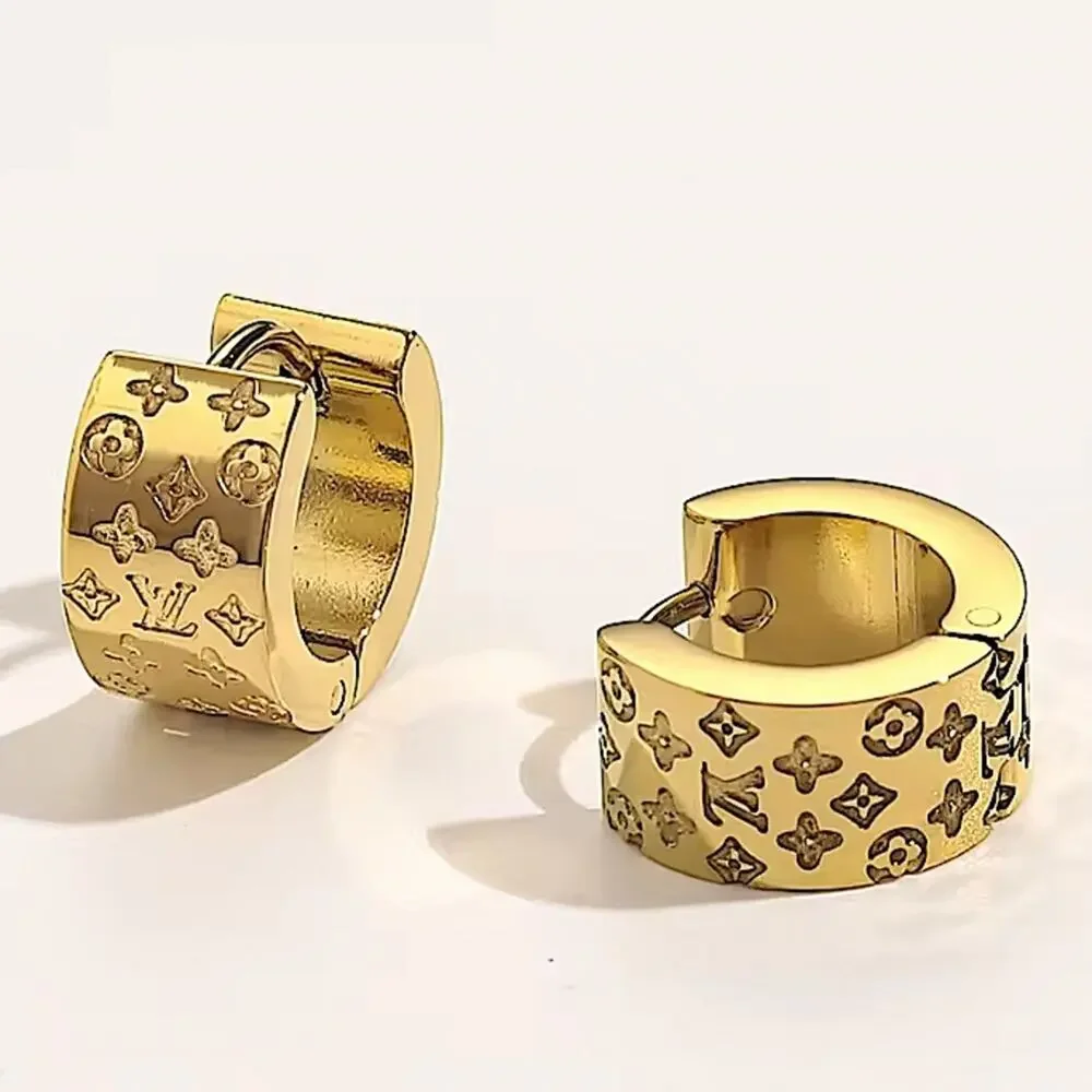 Gold Plated Four Leaf Clover Hoop Luxury Huggies’ Minimalist Earrings